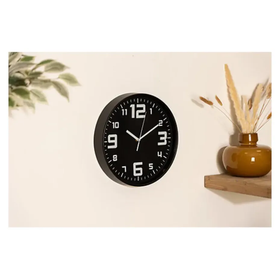 Atmosphera Elian Klok - zwart / wit - 30 cm - wandklok modern