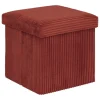 Atmosphera Hocker/poef Ribcord opvouwbaar - donkerrood - 38x38cm