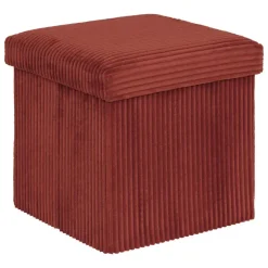 Atmosphera Hocker/poef Ribcord opvouwbaar - donkerrood - 38x38cm