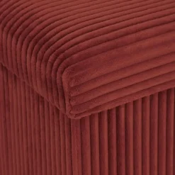 Atmosphera Hocker/poef Ribcord opvouwbaar - donkerrood - 38x38cm