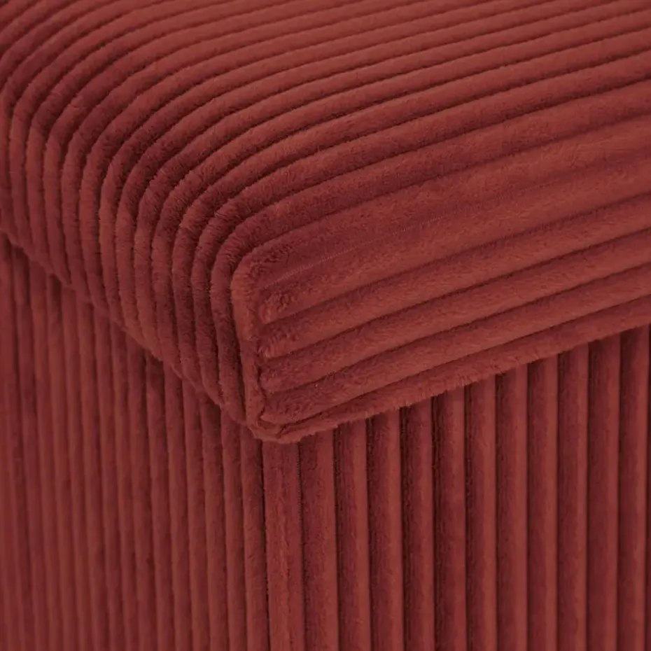 Atmosphera Hocker/poef Ribcord opvouwbaar - donkerrood - 38x38cm