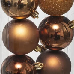 Atmosphera kerstballen - 8x stuks - brons - kunststof - 7 cm