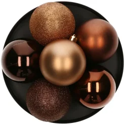 Atmosphera kerstballen - 8x stuks - brons - kunststof - 7 cm