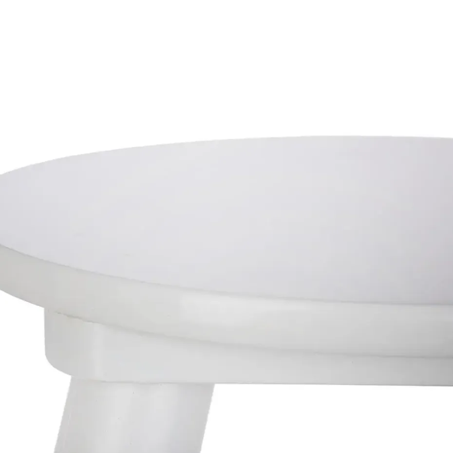 Atmosphera Kinder bijzet krukje - ivoor wit - hout - D24 x H27 cm