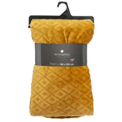 Atmosphera Plaid/bankdeken Monnet - okergeel - 180 x 230 cm