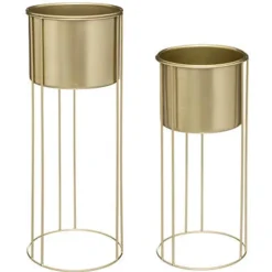 Atmosphera Plantenpotten - 2x - standaard - goud - 41 en 58 cm
