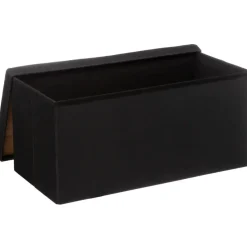 Atmosphera Poef/hocker - opbergbox - zwart - PU/MDF - 31 x 31 cm