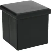 Atmosphera Poef/Hocker - opbergbox - zwart - pvc/mdf - 38 x 38 cm