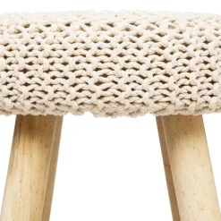 Atmosphera Ribcord krukje - beige - hout/stof - D31 x H43 cm