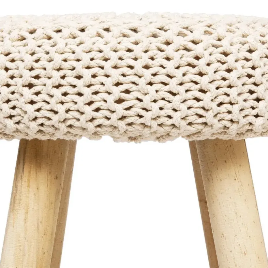 Atmosphera Ribcord krukje - beige - hout/stof - D31 x H43 cm