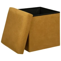 Atmosphera Storage Poef/Hocker - Opvouwbaar - Okergeel - 38x38 cm