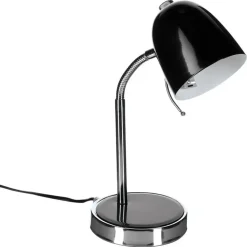 Atmosphera Tafellamp/bureaulampje - metaal - zwart/zilver - 35 cm