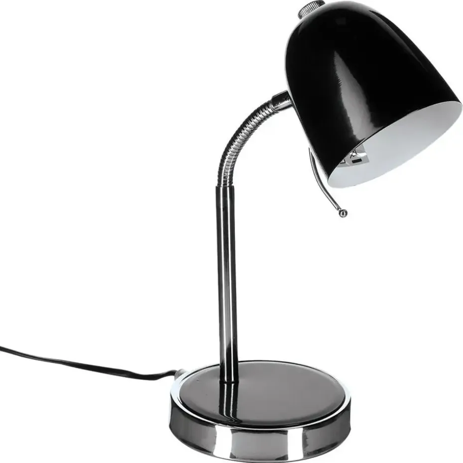 Atmosphera Tafellamp/bureaulampje - metaal - zwart/zilver - 35 cm