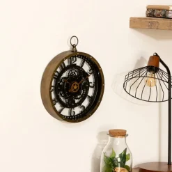 Atmosphera wandklok klassiek - goud - kunststof - D27 cm