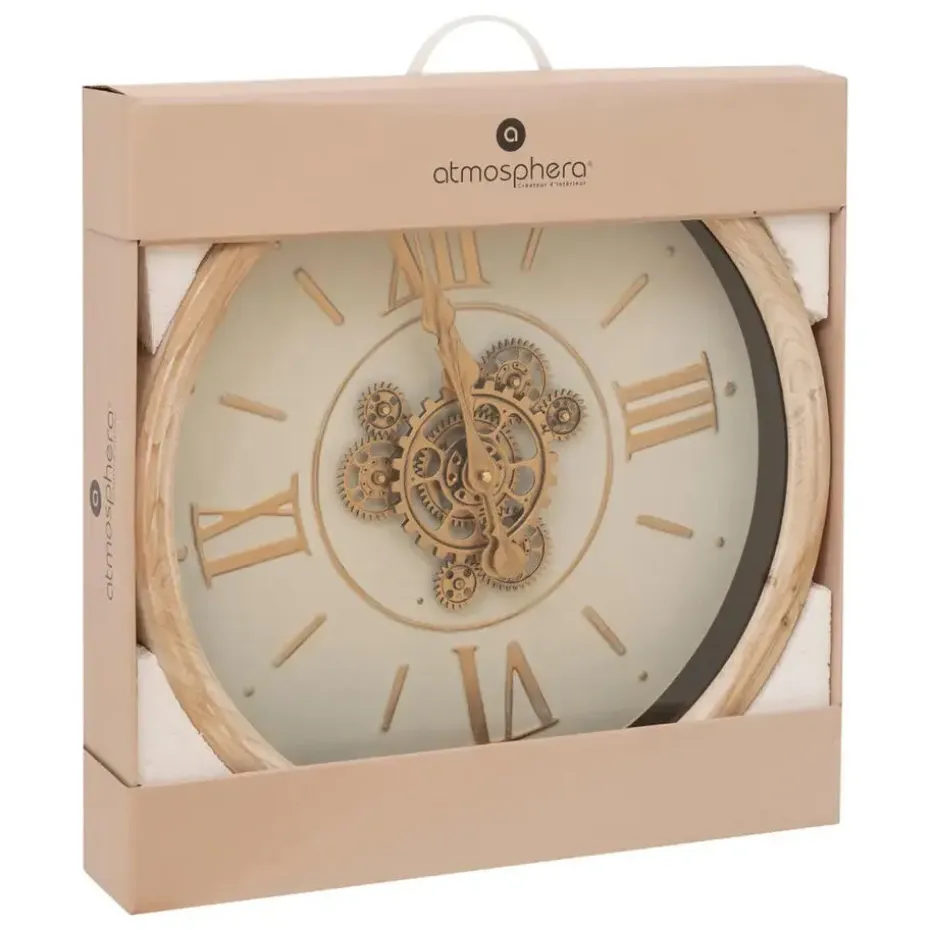 Atmosphera Wandklok/muur klok Florence - Vintage Wood - D50 cm