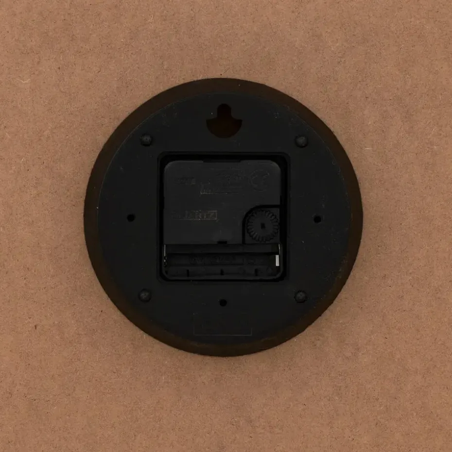 Atmosphera Wandklok/muur klok - Woody - Dia 55 cm - hout - beige