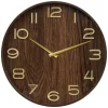 Atmosphera Wandklok/muur klok - Woody - Dia 55 cm - hout - bruin