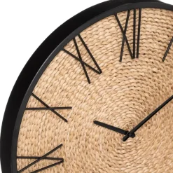 Atmosphera Wandklok/muur klok Mumbai - D50 cm - metaal/jute