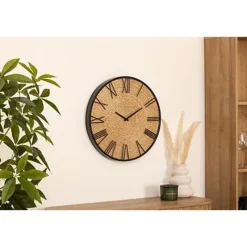 Atmosphera Wandklok/muur klok Mumbai - D50 cm - metaal/jute