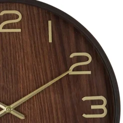 Atmosphera Wandklok/muur klok - Woody - Dia 38 cm - hout - bruin