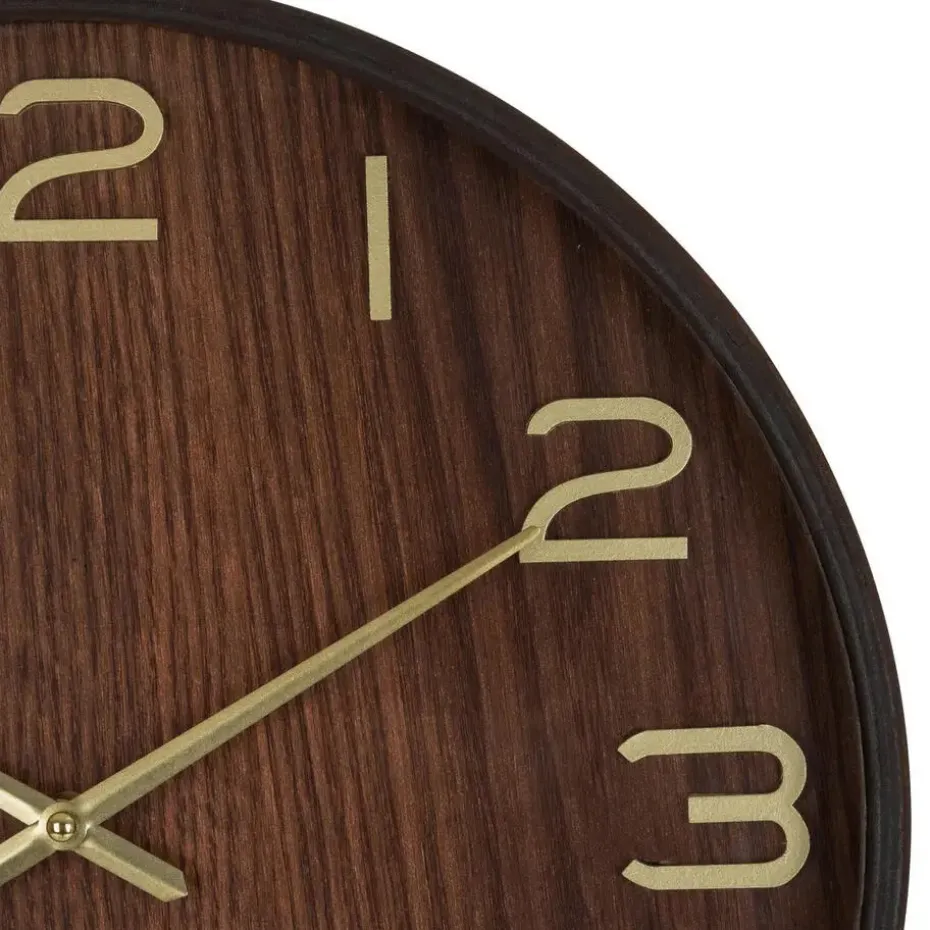 Atmosphera Wandklok/muur klok - Woody - Dia 38 cm - hout - bruin