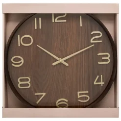 Atmosphera Wandklok/muur klok - Woody - Dia 38 cm - hout - bruin