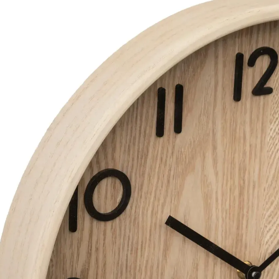 Atmosphera Wandklok/muur klok - Woody - Dia 38 cm - hout - beige