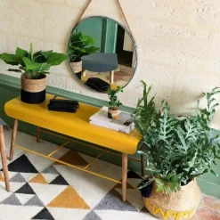 Atmosphera Wandspiegel - rond - zwart - met touw - metaal - 38 cm