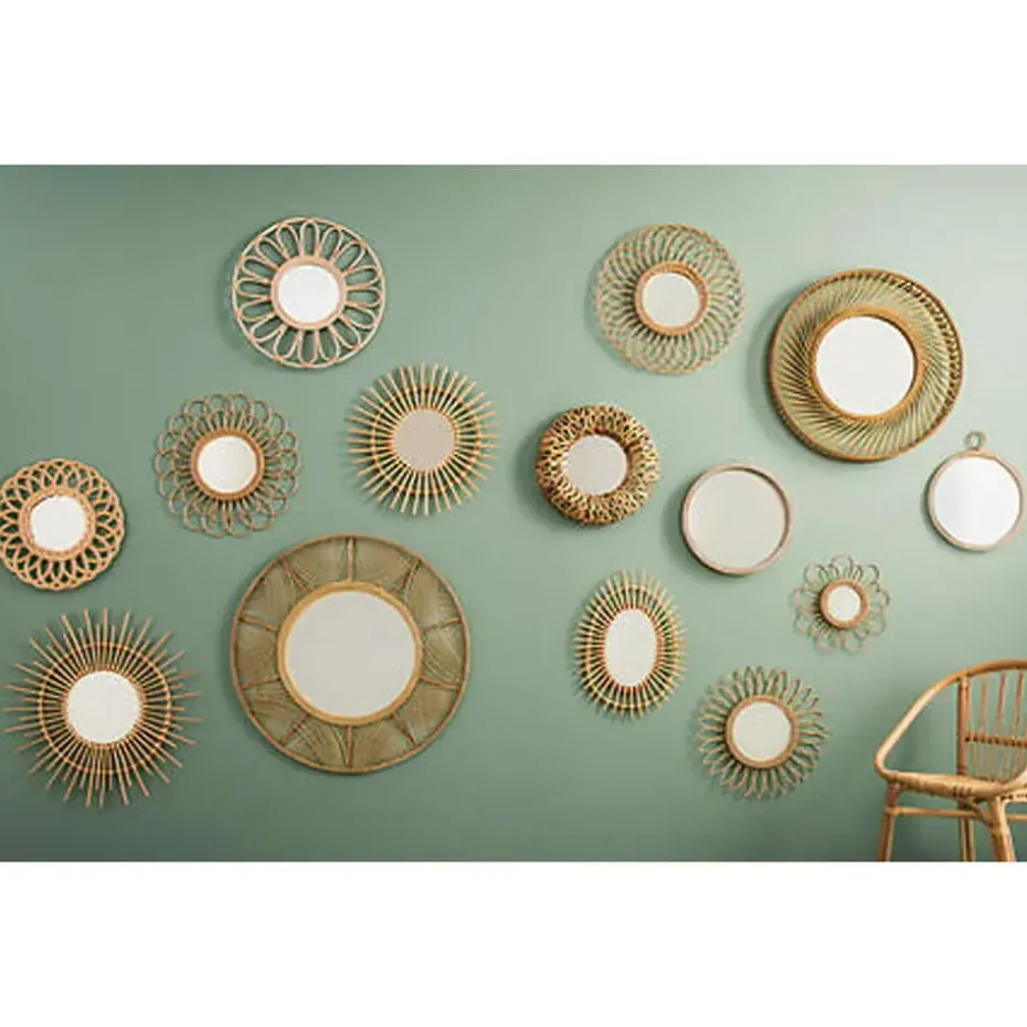 Atmosphera Wandspiegel Caya - Boho/ibiza stijl - rotan - 56 cm