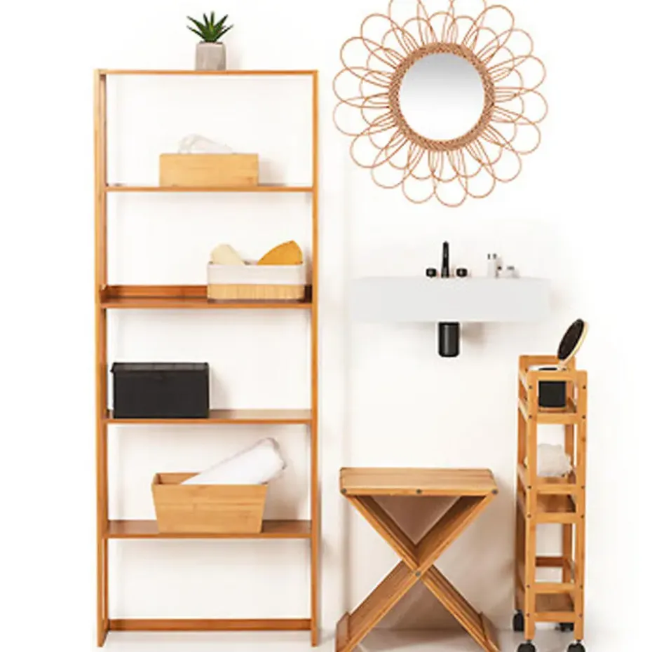 Atmosphera Wandspiegel Caya - Boho/ibiza stijl - rotan - 56 cm