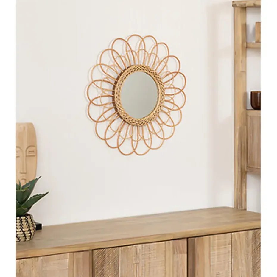 Atmosphera Wandspiegel Caya - Boho/ibiza stijl - rotan - 56 cm
