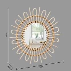 Atmosphera Wandspiegel Sun - Boho/ibiza stijl - rotan - 50 cm