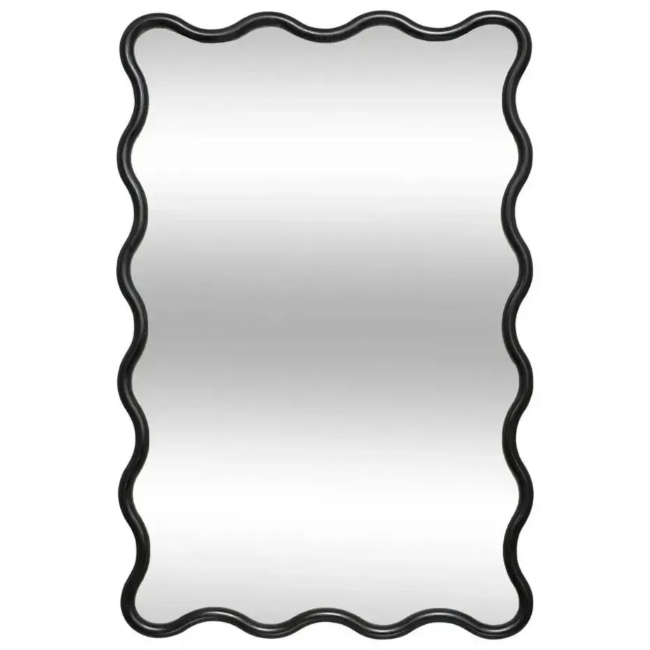 Atmosphera Wandspiegel Waves - zwart - 89 x 59 cm - kunststof