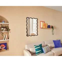 Atmosphera Wandspiegel Waves - zwart - 89 x 59 cm - kunststof