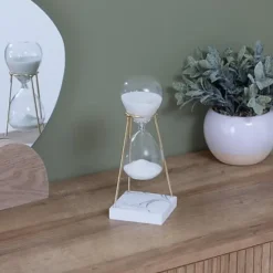 Atmosphera Zandloper - decoratie/tijd - 15 minuten - wit zand