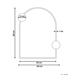 AULON - Wandspiegel - Zwart- 69 x 80 cm - Metaal