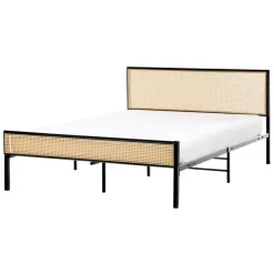 AVANTON - Tweepersoonsbed - Zwart - 140 x 200 cm - PE rotan