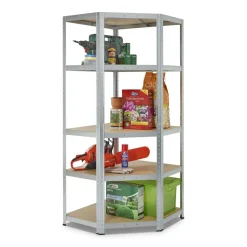 Avasco Stellingkast - Zilver - Opbergrek met hoek metaal - 176x75x40cm