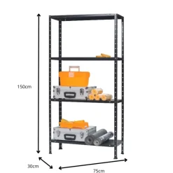 Avasco Stellingkast Metaal - Opbergrek Solid 50 - 145x72,5x30 - zwart