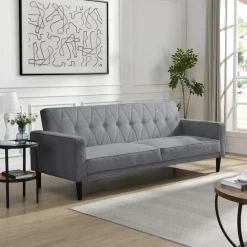 Avon - Slaapbank 3-zits in grijze ribstof