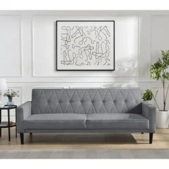 Avon - Slaapbank 3-zits in grijze ribstof