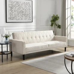 Avon - 3-zits slaapbank in crèmekleurige stof