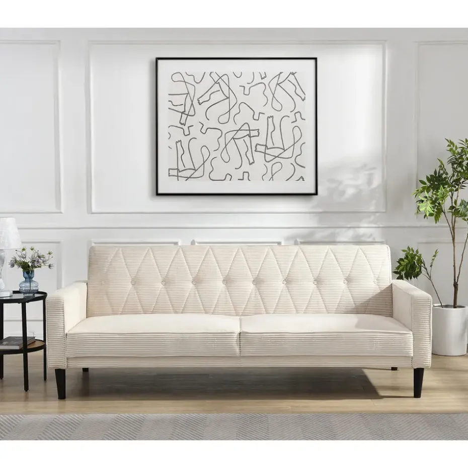 Avon - 3-zits slaapbank in crèmekleurige stof