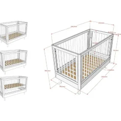 Babybed Forrest 60 x 120cm - verstelbaar - wit beukenhout
