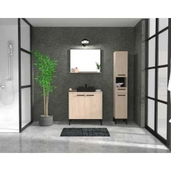 Badkamerkast Dotan met 2 deuren & spiegel - eik