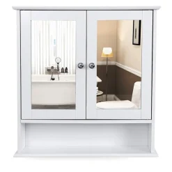 Badkamerkast met twee spiegels - 56x13x58 cm - wit