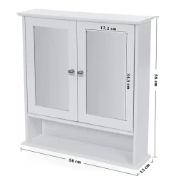 Badkamerkast met twee spiegels - 56x13x58 cm - wit
