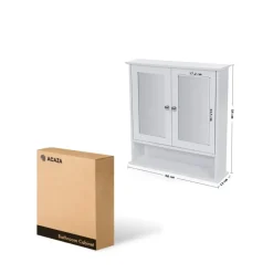 Badkamerkast met twee spiegels - 56x13x58 cm - wit