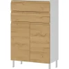 Badkamerkast Torres 60cm met 2 deuren & 2 lades - eikdecor/wit