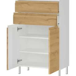 Badkamerkast Torres 60cm met 2 deuren & 2 lades - eikdecor/wit